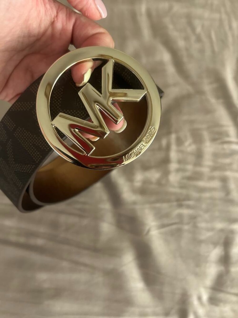 Michael Kors Dark Brown Logo Leather Belt